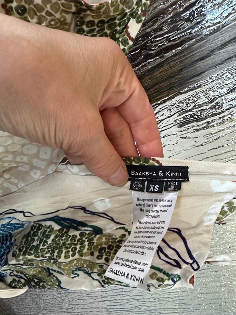 Saaksha & Kinni Periwinkle Bandhani Print V Neck Column Dress With Belt Size Xs — image 5 of 8